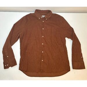 Wellen Men's Brown Corduroy Button Down Shirt | XL
